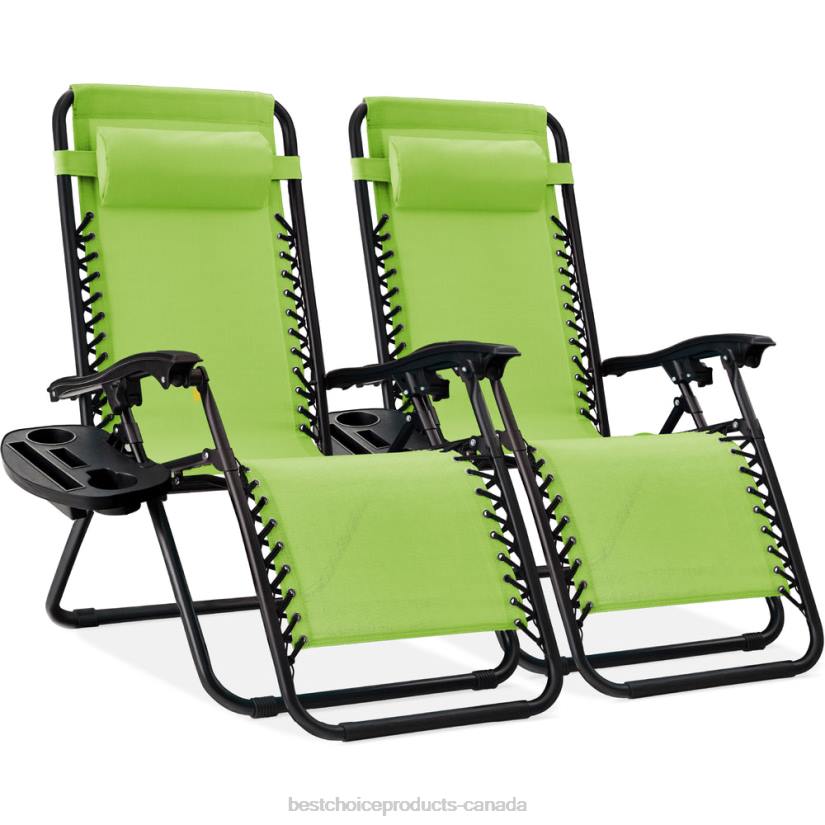 4LT2811 Lime Green Best Choice Products Set of 2 Adjustable Zero Gravity Patio Chair Recliners w/ Cup Holders