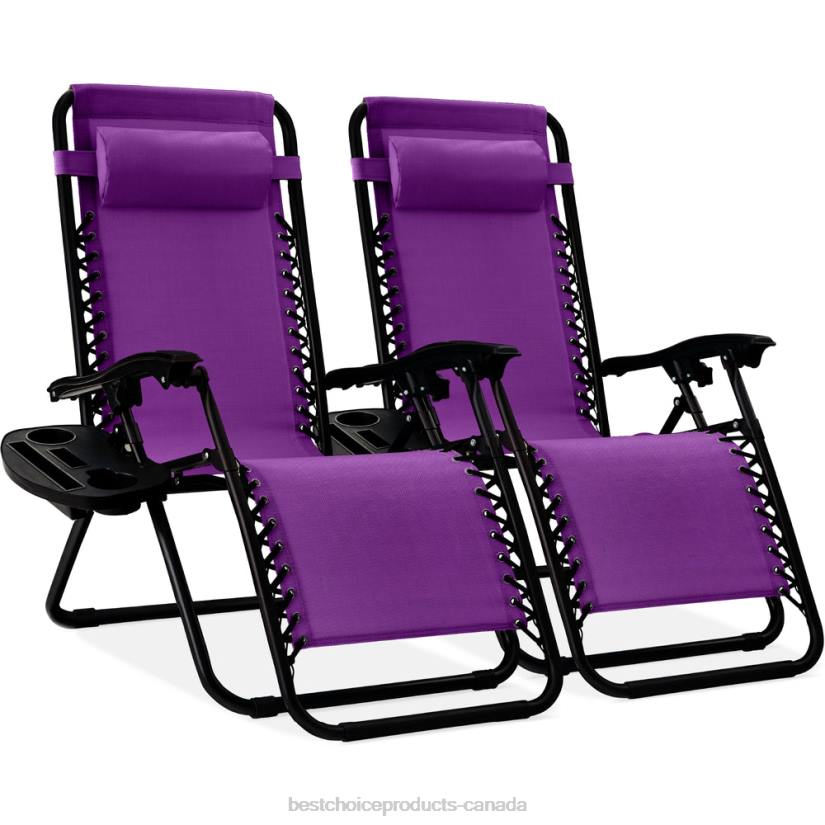 4LT2812 Amethyst Purple Best Choice Products Set of 2 Adjustable Zero Gravity Patio Chair Recliners w/ Cup Holders