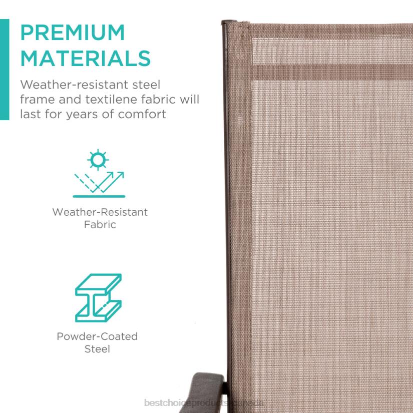 4LT2824 Brown Best Choice Products Set of 2 Outdoor Patio Chaise Recliner Lounge Chairs w/ Rust-Resistant Frame