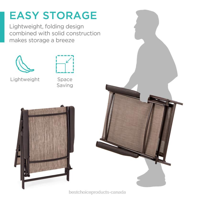 4LT2824 Brown Best Choice Products Set of 2 Outdoor Patio Chaise Recliner Lounge Chairs w/ Rust-Resistant Frame