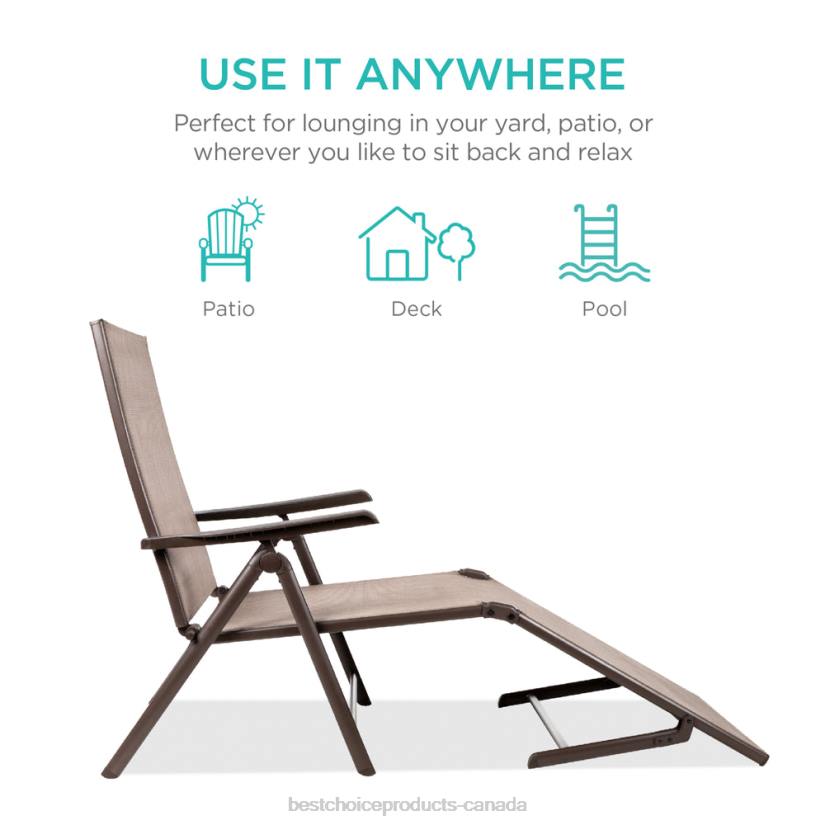 4LT2824 Brown Best Choice Products Set of 2 Outdoor Patio Chaise Recliner Lounge Chairs w/ Rust-Resistant Frame