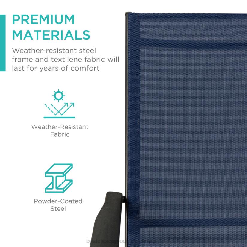 4LT2826 Navy Best Choice Products Set of 2 Outdoor Patio Chaise Recliner Lounge Chairs w/ Rust-Resistant Frame