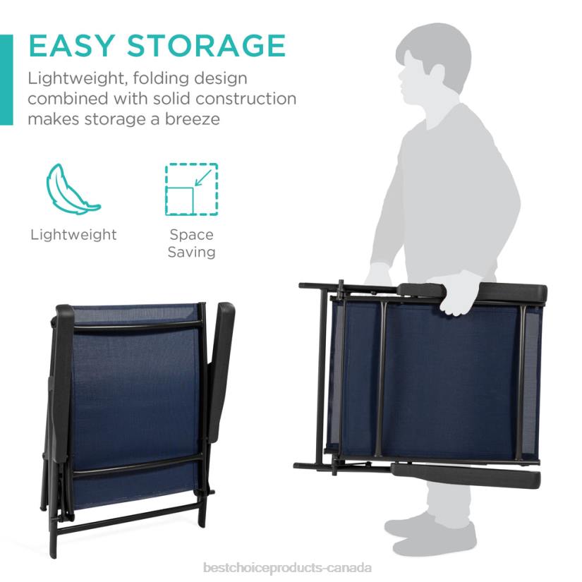 4LT2826 Navy Best Choice Products Set of 2 Outdoor Patio Chaise Recliner Lounge Chairs w/ Rust-Resistant Frame