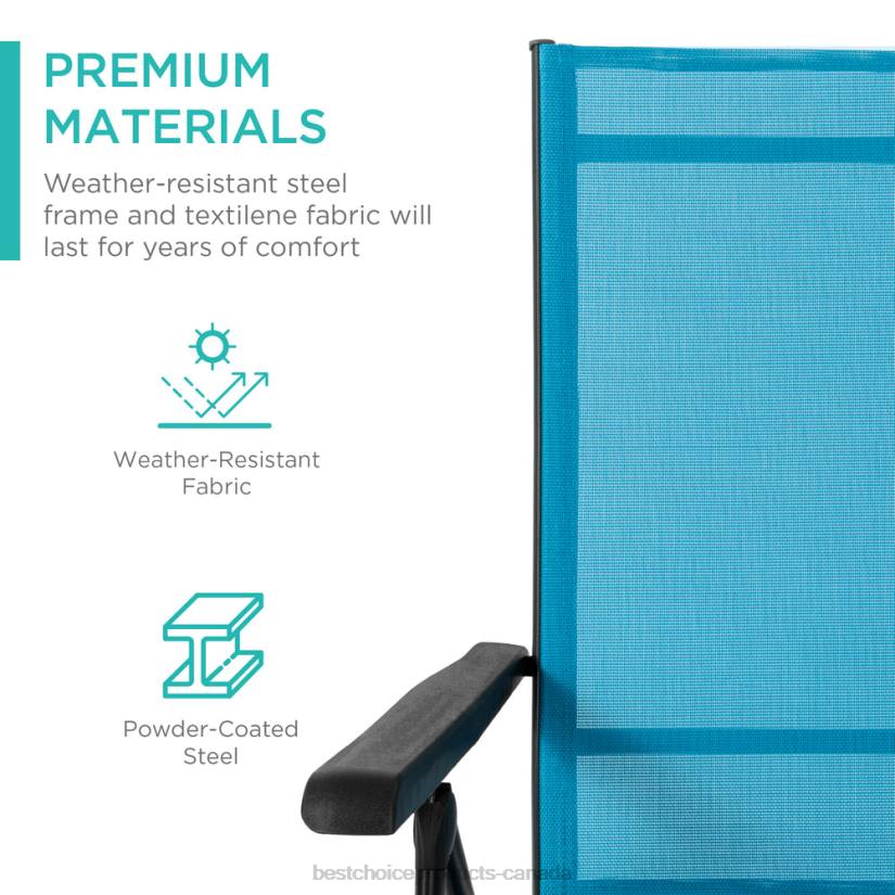 4LT2827 Sky Blue Best Choice Products Set of 2 Outdoor Patio Chaise Recliner Lounge Chairs w/ Rust-Resistant Frame