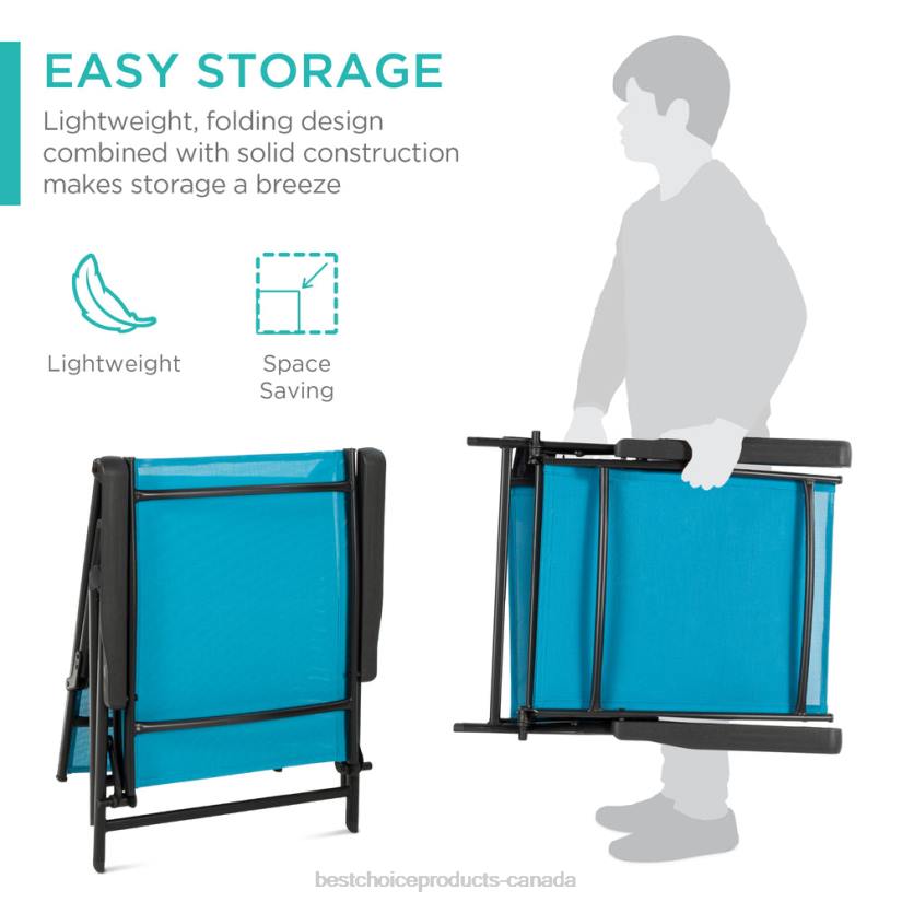 4LT2827 Sky Blue Best Choice Products Set of 2 Outdoor Patio Chaise Recliner Lounge Chairs w/ Rust-Resistant Frame