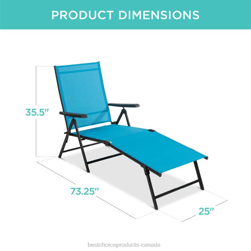 4LT2827 Sky Blue Best Choice Products Set of 2 Outdoor Patio Chaise Recliner Lounge Chairs w/ Rust-Resistant Frame