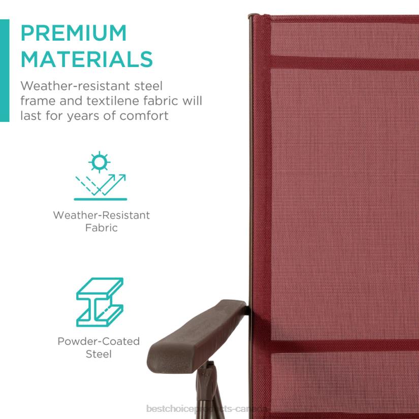 4LT2828 Red Best Choice Products Set of 2 Outdoor Patio Chaise Recliner Lounge Chairs w/ Rust-Resistant Frame