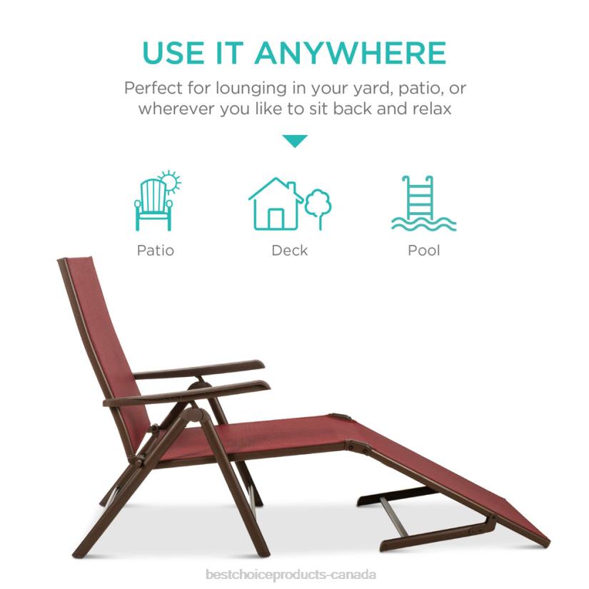 4LT2828 Red Best Choice Products Set of 2 Outdoor Patio Chaise Recliner Lounge Chairs w/ Rust-Resistant Frame