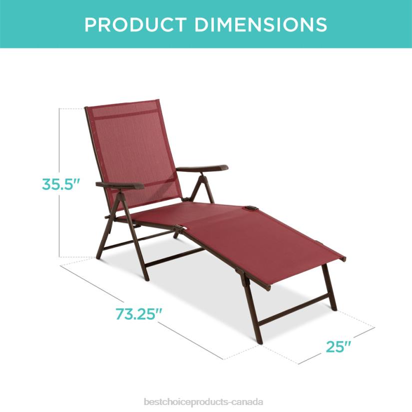 4LT2828 Red Best Choice Products Set of 2 Outdoor Patio Chaise Recliner Lounge Chairs w/ Rust-Resistant Frame