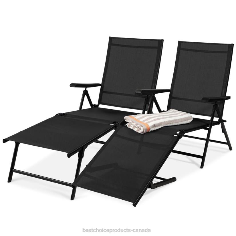 4LT2829 Black Best Choice Products Set of 2 Outdoor Patio Chaise Recliner Lounge Chairs w/ Rust-Resistant Frame