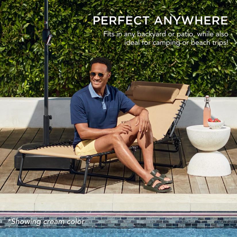 4LT2830 Gray Best Choice Products Portable Patio Chaise Lounge Chair Outdoor Recliner w/ Pillow