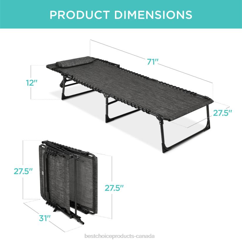 4LT2830 Gray Best Choice Products Portable Patio Chaise Lounge Chair Outdoor Recliner w/ Pillow