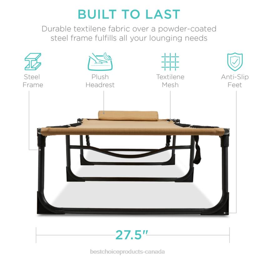 4LT2831 Tan Best Choice Products Portable Patio Chaise Lounge Chair Outdoor Recliner w/ Pillow