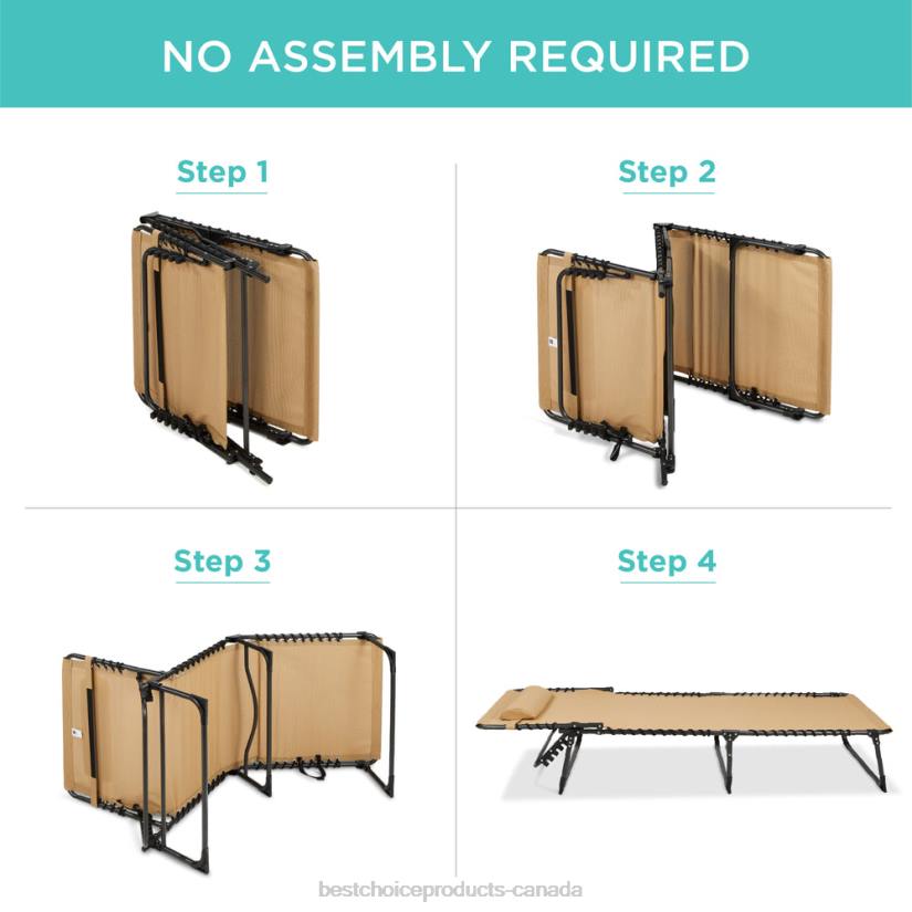 4LT2831 Tan Best Choice Products Portable Patio Chaise Lounge Chair Outdoor Recliner w/ Pillow