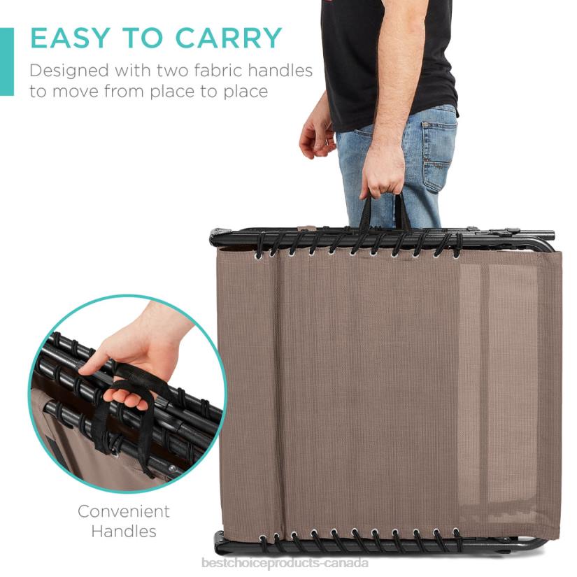 4LT2833 Warm Taupe Best Choice Products Portable Patio Chaise Lounge Chair Outdoor Recliner w/ Pillow