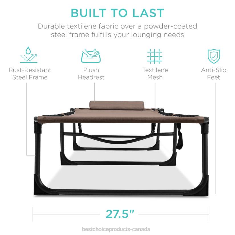 4LT2833 Warm Taupe Best Choice Products Portable Patio Chaise Lounge Chair Outdoor Recliner w/ Pillow