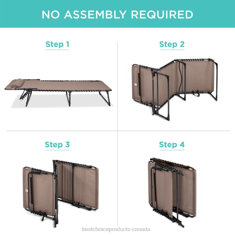 4LT2833 Warm Taupe Best Choice Products Portable Patio Chaise Lounge Chair Outdoor Recliner w/ Pillow