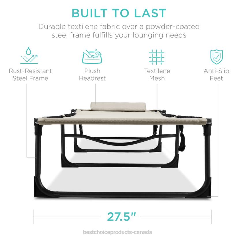 4LT2834 Ivory Best Choice Products Portable Patio Chaise Lounge Chair Outdoor Recliner w/ Pillow