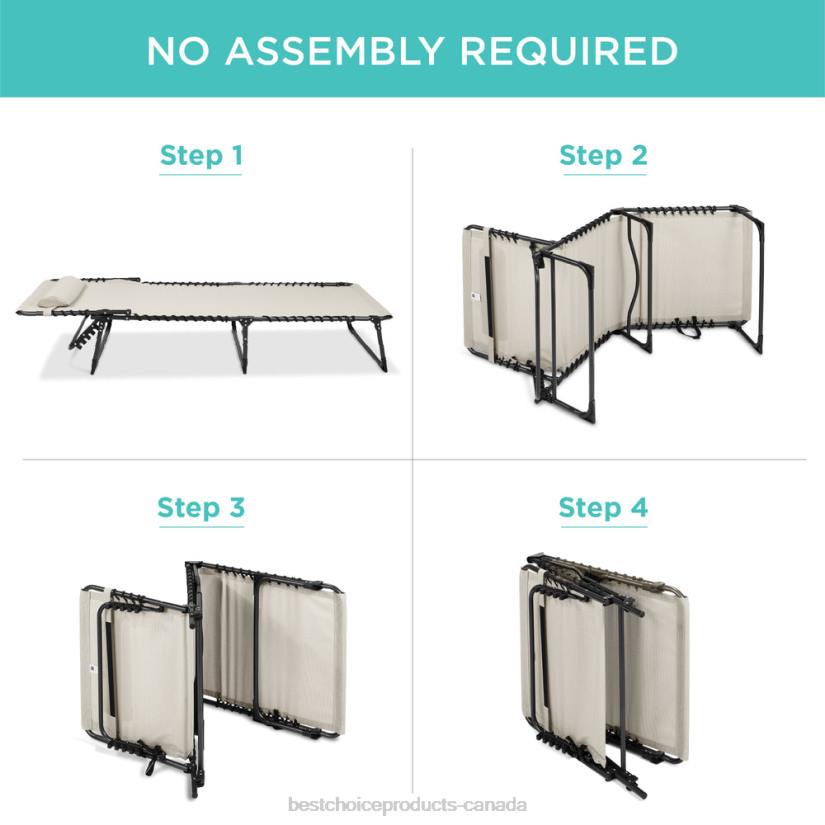 4LT2834 Ivory Best Choice Products Portable Patio Chaise Lounge Chair Outdoor Recliner w/ Pillow