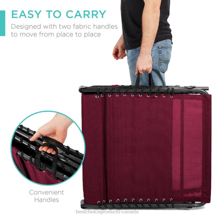 4LT2836 Wine Red Best Choice Products Portable Patio Chaise Lounge Chair Outdoor Recliner w/ Pillow