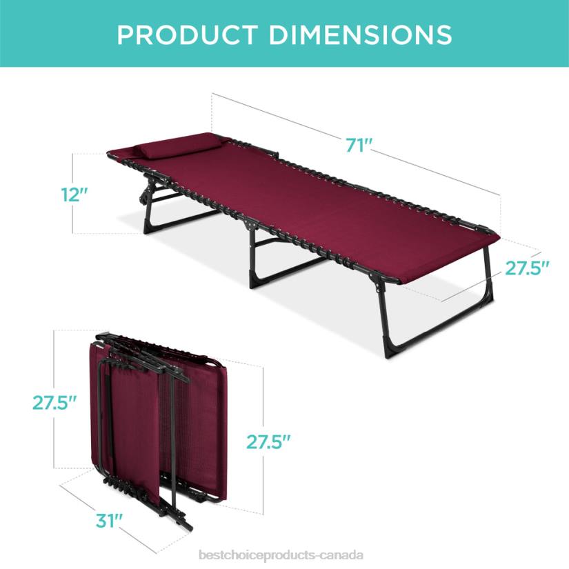 4LT2836 Wine Red Best Choice Products Portable Patio Chaise Lounge Chair Outdoor Recliner w/ Pillow