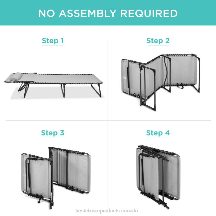 4LT2837 Fog Gray Best Choice Products Portable Patio Chaise Lounge Chair Outdoor Recliner w/ Pillow