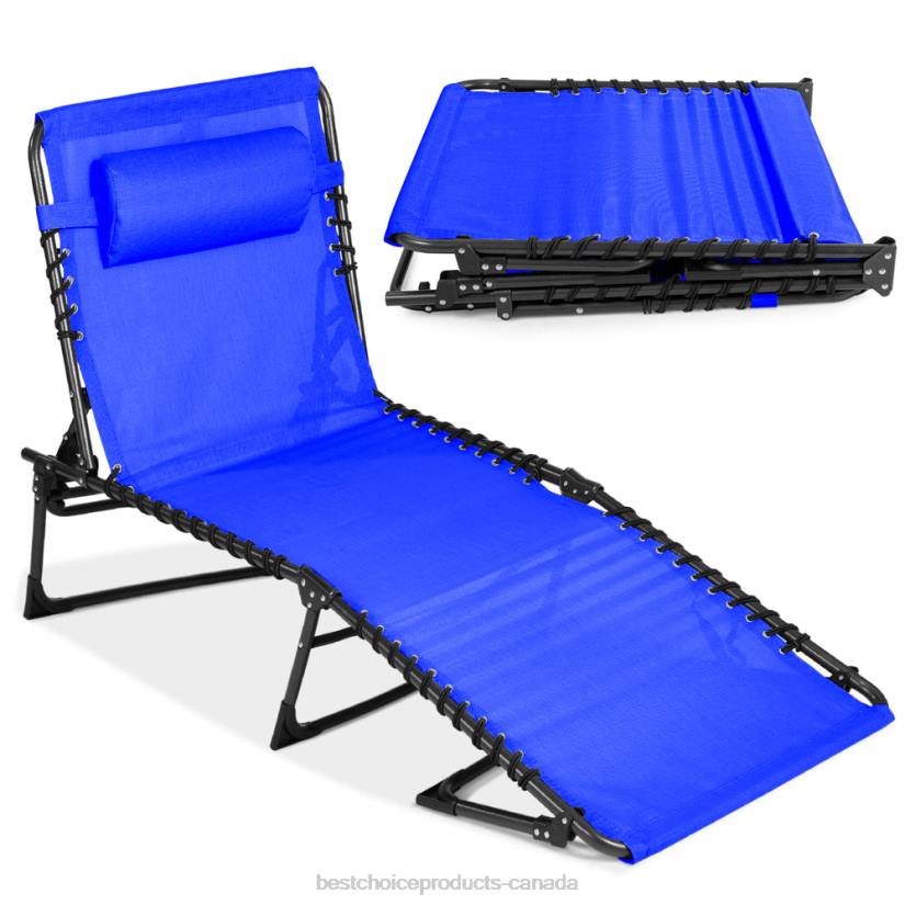 4LT2838 Resort Blue Best Choice Products Portable Patio Chaise Lounge Chair Outdoor Recliner w/ Pillow