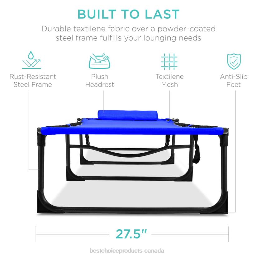 4LT2838 Resort Blue Best Choice Products Portable Patio Chaise Lounge Chair Outdoor Recliner w/ Pillow
