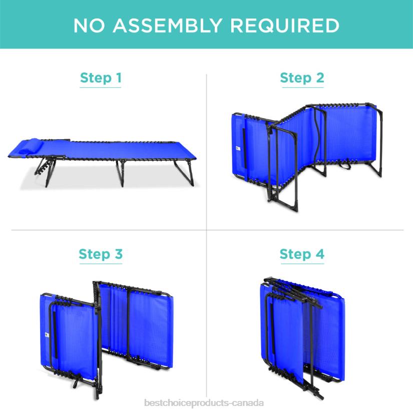 4LT2838 Resort Blue Best Choice Products Portable Patio Chaise Lounge Chair Outdoor Recliner w/ Pillow