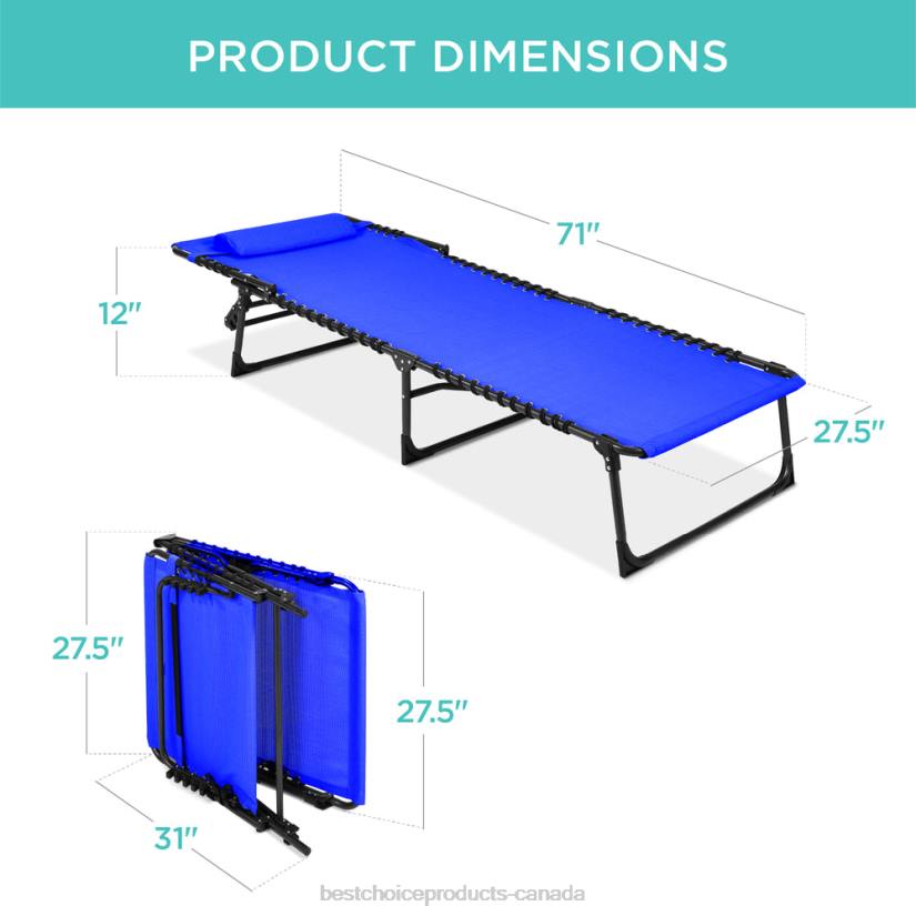 4LT2838 Resort Blue Best Choice Products Portable Patio Chaise Lounge Chair Outdoor Recliner w/ Pillow