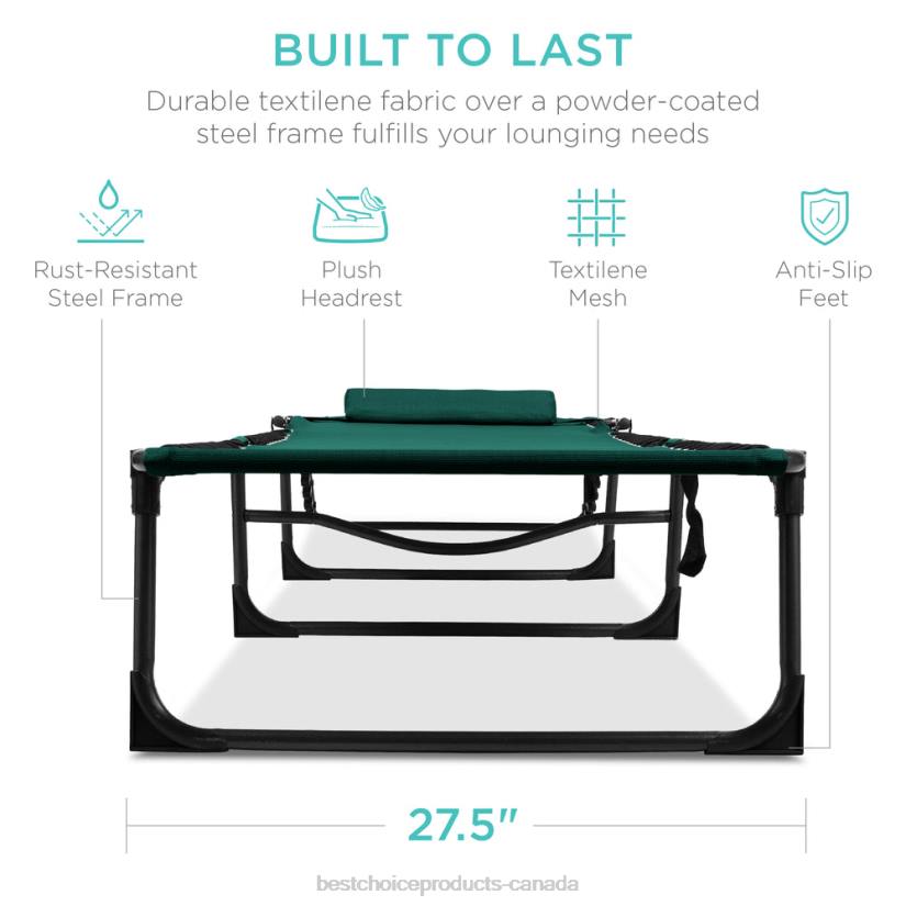 4LT2839 Forest Green Best Choice Products Portable Patio Chaise Lounge Chair Outdoor Recliner w/ Pillow