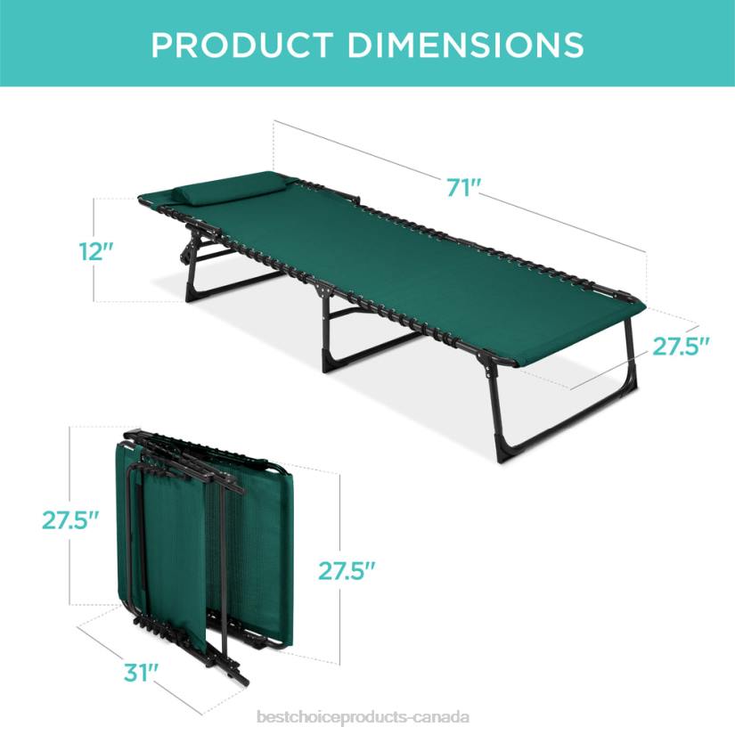 4LT2839 Forest Green Best Choice Products Portable Patio Chaise Lounge Chair Outdoor Recliner w/ Pillow