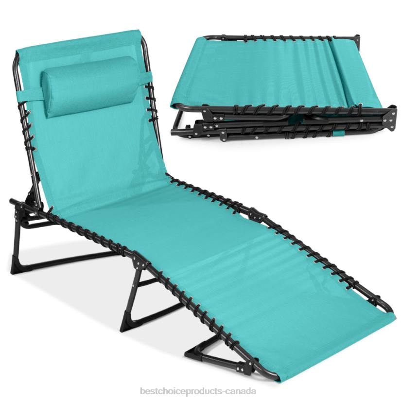 4LT2840 Teal Best Choice Products Portable Patio Chaise Lounge Chair Outdoor Recliner w/ Pillow