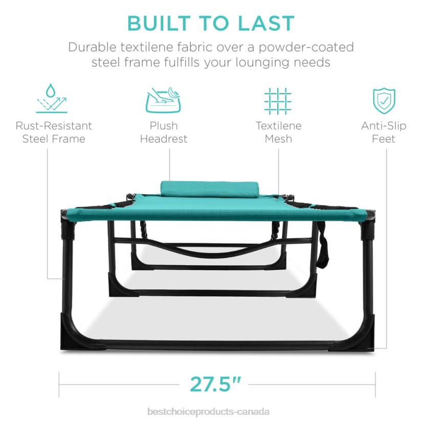 4LT2840 Teal Best Choice Products Portable Patio Chaise Lounge Chair Outdoor Recliner w/ Pillow