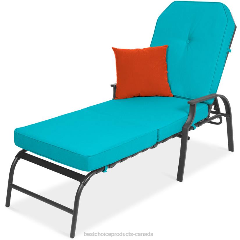 4LT2885 Teal Best Choice Products Outdoor Chaise Lounge Recliner Chair Furniture w/ 2 Cushions