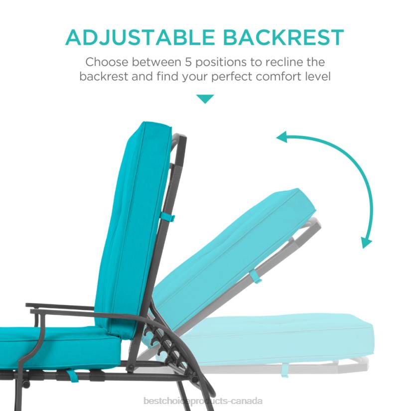 4LT2885 Teal Best Choice Products Outdoor Chaise Lounge Recliner Chair Furniture w/ 2 Cushions