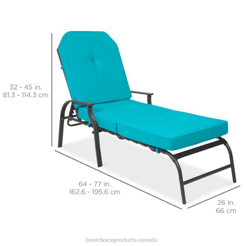 4LT2885 Teal Best Choice Products Outdoor Chaise Lounge Recliner Chair Furniture w/ 2 Cushions