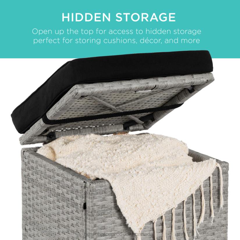 4LT2896 Gray/Black Best Choice Products Set of 2 Wicker Ottomans, Multipurpose w/ Removable Cushions, Steel Frame