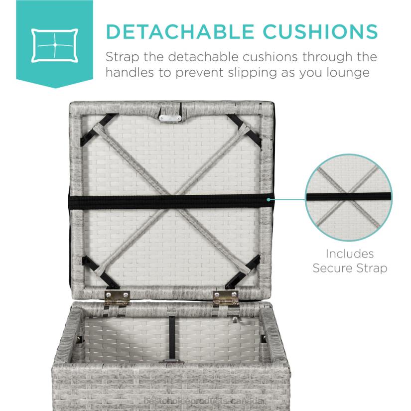 4LT2896 Gray/Black Best Choice Products Set of 2 Wicker Ottomans, Multipurpose w/ Removable Cushions, Steel Frame