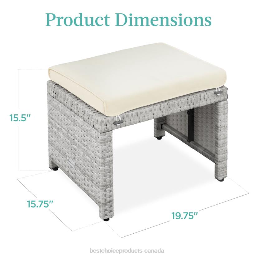 4LT2919 Gray/Cream Best Choice Products Set of 2 Multipurpose Wicker Ottomans w/ Removable Cushions, Steel Frame
