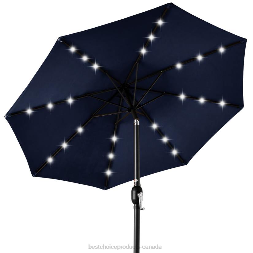4LT21336 Navy Blue Best Choice Products Solar LED Lighted Patio Umbrella w/ Tilt Adjustment, UV-Resistance