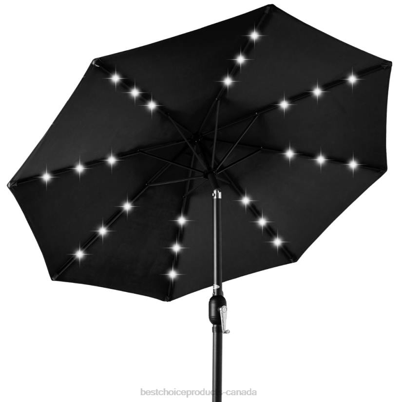 4LT21339 Black Best Choice Products Solar LED Lighted Patio Umbrella w/ Tilt Adjustment, UV-Resistance