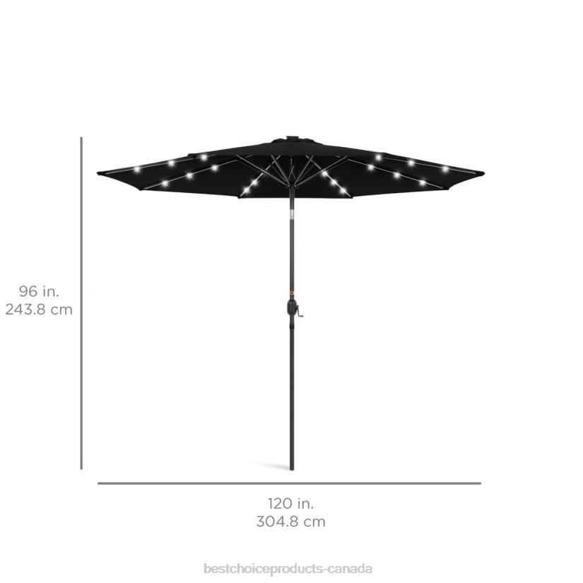4LT21339 Black Best Choice Products Solar LED Lighted Patio Umbrella w/ Tilt Adjustment, UV-Resistance