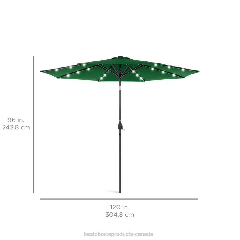 4LT21343 Green Best Choice Products Solar LED Lighted Patio Umbrella w/ Tilt Adjustment, UV-Resistance