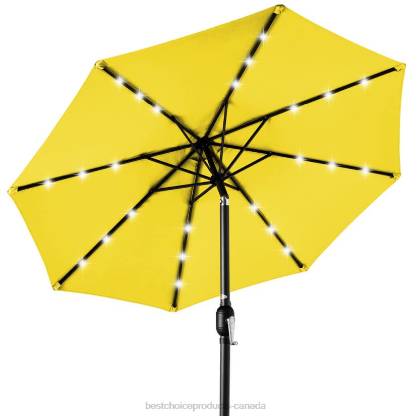 4LT21346 Yellow Best Choice Products Solar LED Lighted Patio Umbrella w/ Tilt Adjustment, UV-Resistance