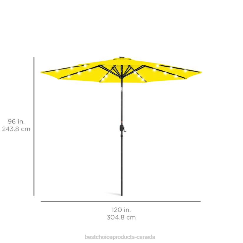 4LT21346 Yellow Best Choice Products Solar LED Lighted Patio Umbrella w/ Tilt Adjustment, UV-Resistance