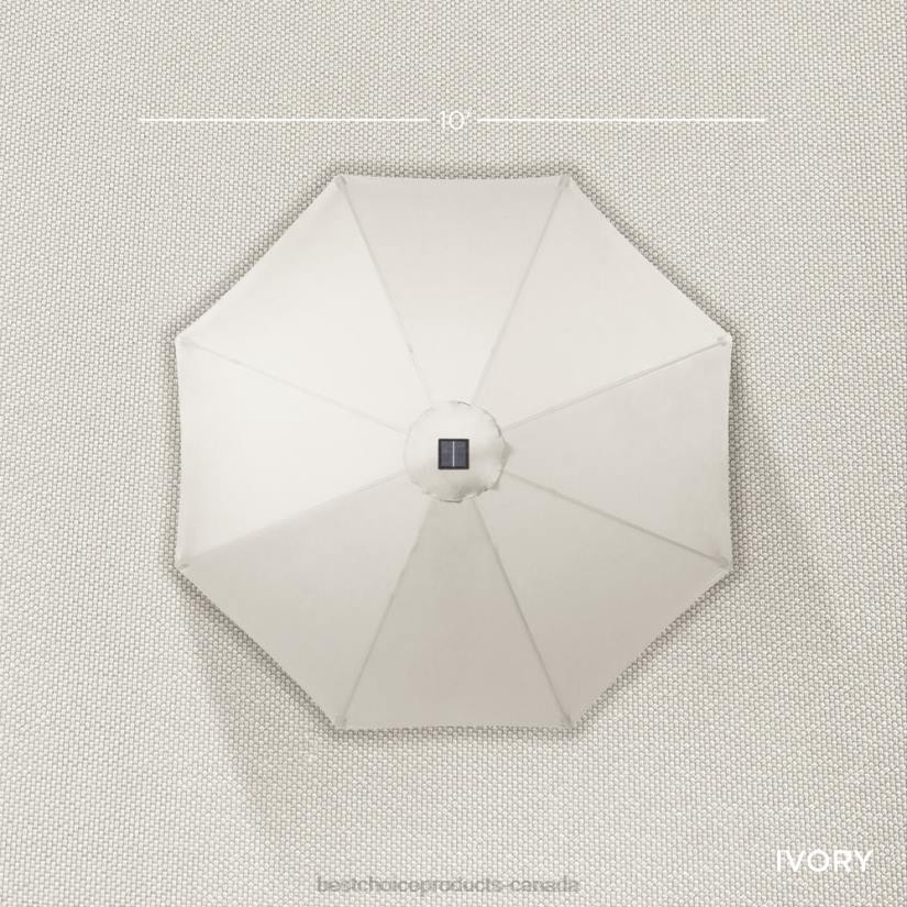 4LT21347 Ivory Best Choice Products Solar LED Lighted Patio Umbrella w/ Tilt Adjustment, UV-Resistance