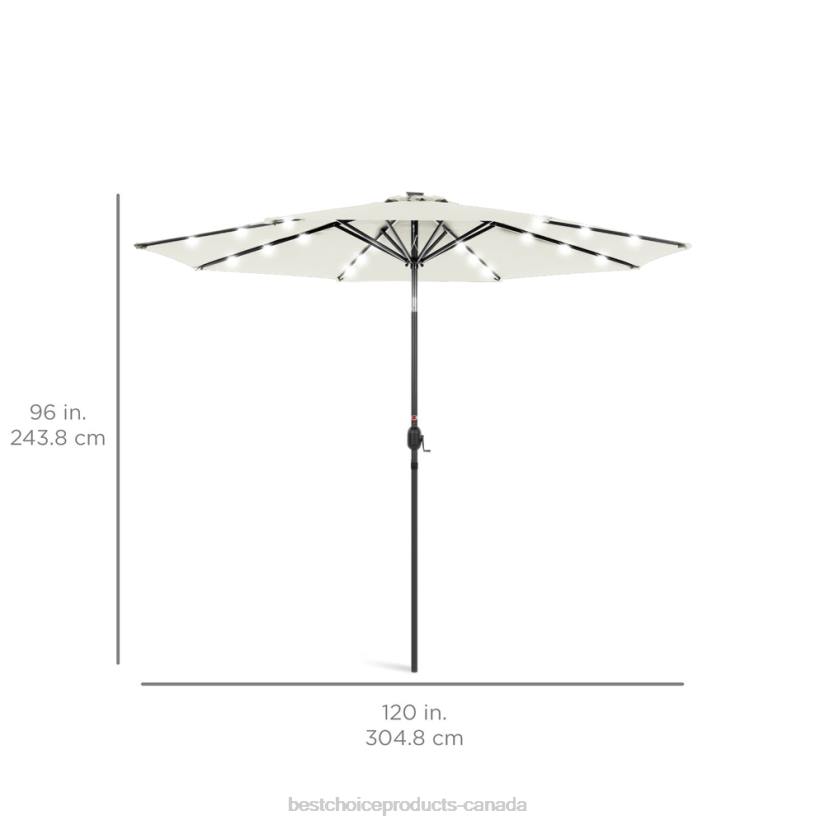 4LT21347 Ivory Best Choice Products Solar LED Lighted Patio Umbrella w/ Tilt Adjustment, UV-Resistance
