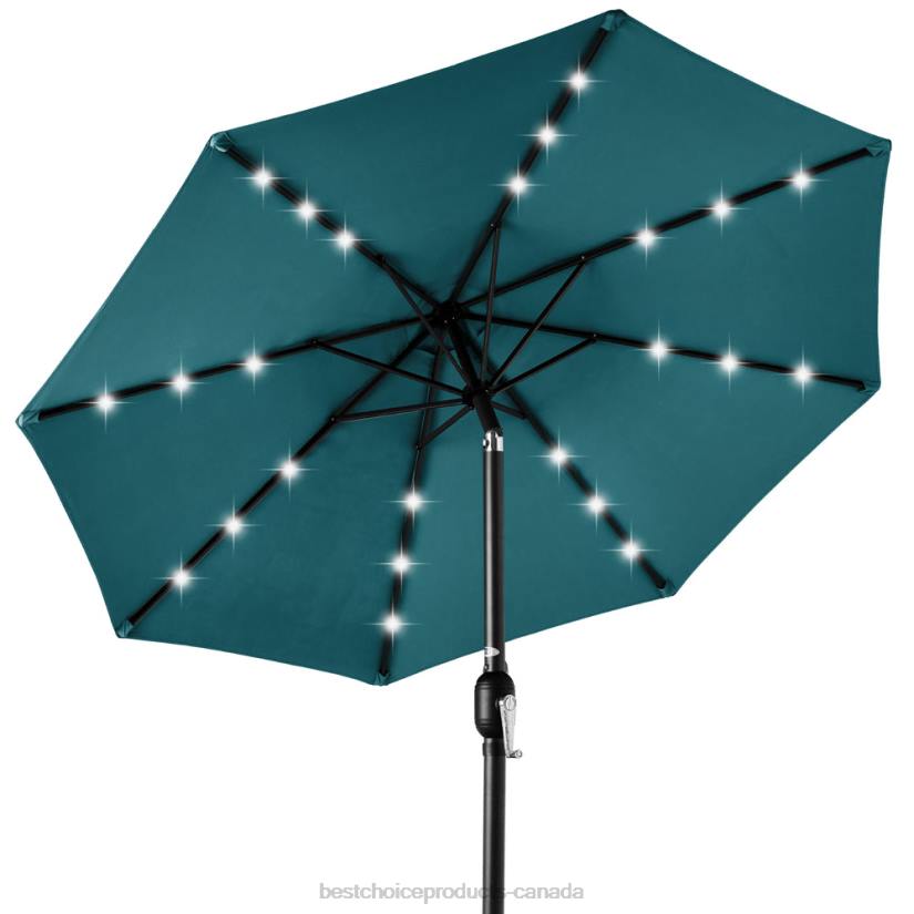 4LT21348 Cerulean Best Choice Products Solar LED Lighted Patio Umbrella w/ Tilt Adjustment, UV-Resistance