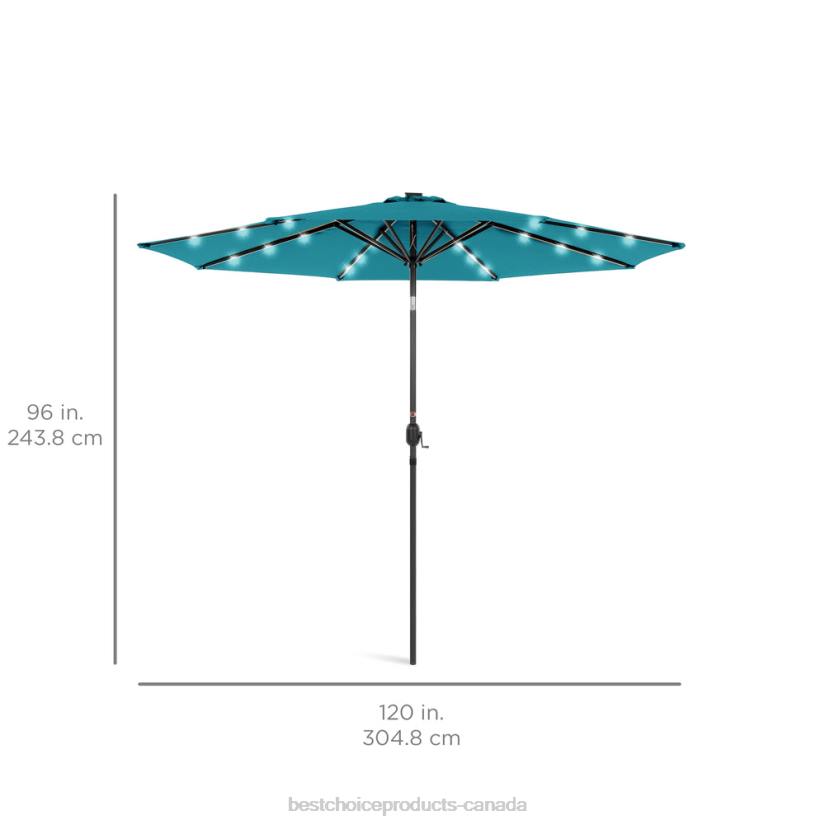 4LT21348 Cerulean Best Choice Products Solar LED Lighted Patio Umbrella w/ Tilt Adjustment, UV-Resistance